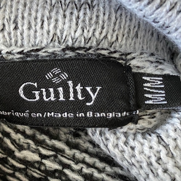 GUILTY Women's Gray/Black Nordic Acrylic Long Sleeve Lightweight Sweater Medium - Picture 2 of 14